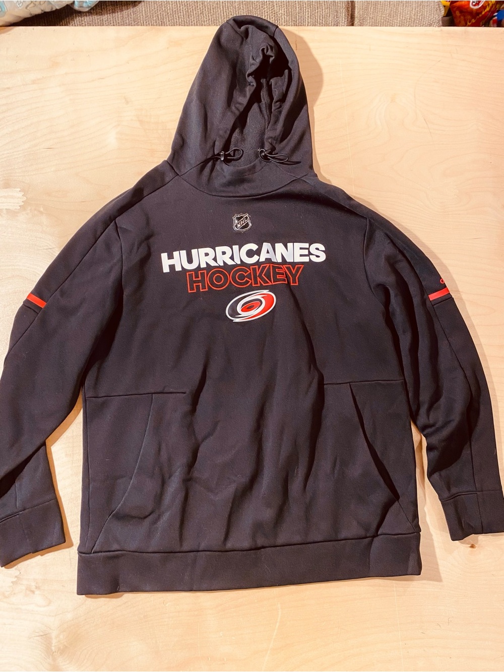 adidas Black & Red Carolina Hurricanes Hockey Crewneck Hoodie Large (SY)